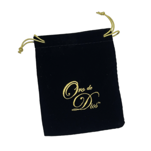MORRAL VELOUR NEGRO ORO DE DIOS 9x11cm C/12 PZ.