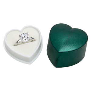 ESTUCHE CORAZON VERDE ANILLO INTERIOR BLANCO